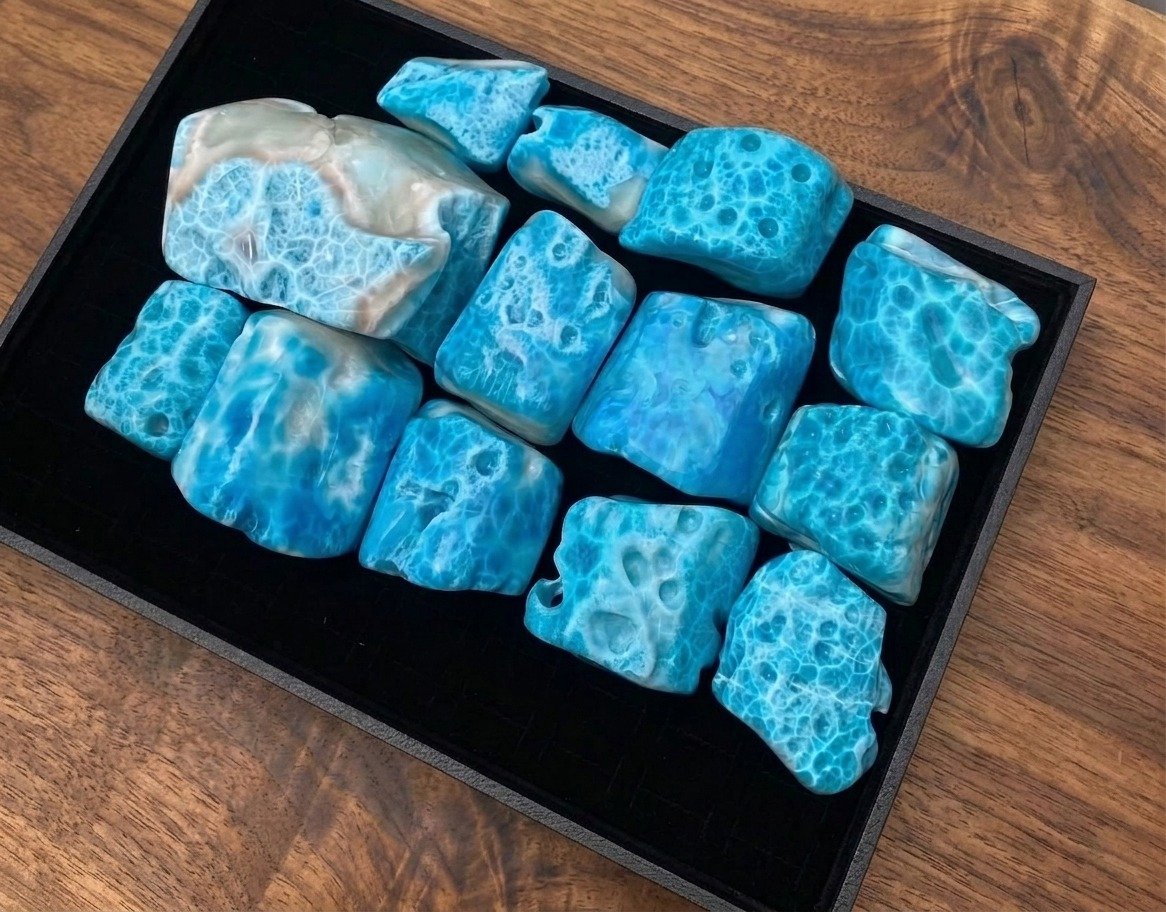 100% Natural Dominican Larimar Polished Stones